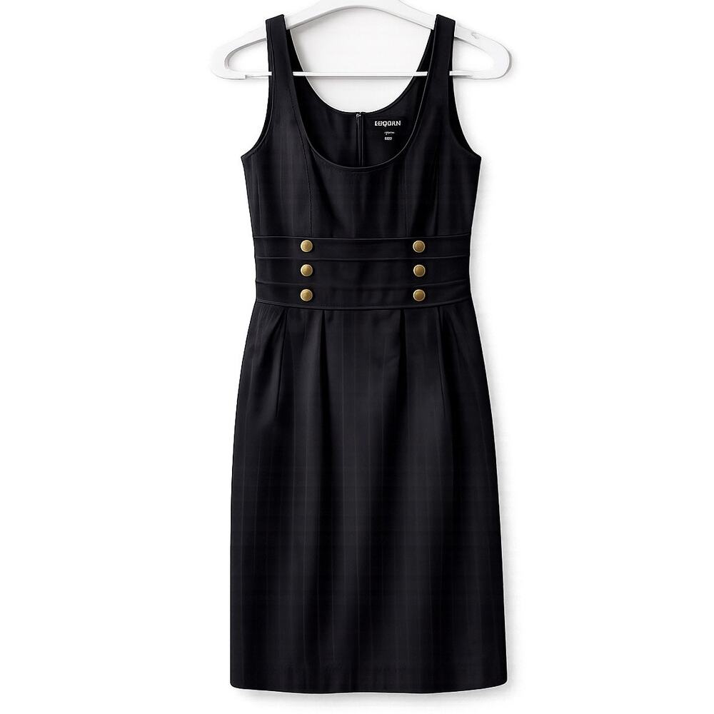 Morgan 4 Ever Black Pinstripe Mini Dress Y2K Button Waist Bodycon Dress sz 5/6